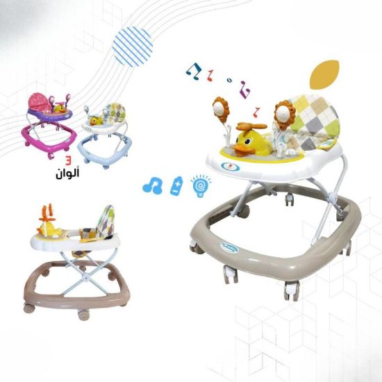 صورة مشاية أطفال موسيقية بتصميم البطة والأسد